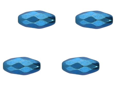 Hematyt, kamień naturalny / oliwka fasetowana / 12x6x6xmm / Deep Blue / otwór 1mm / 4szt