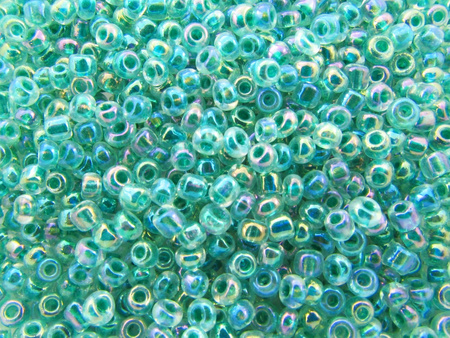 Koraliki szklane drobne, transparent rainbow / Turquoise / 2,3mm / otwór round / 20g