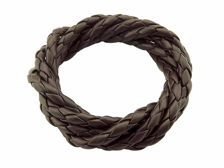 Rzemień ekologiczny, pleciony, okrągły / ciemny brązowy / 5mm / 1m