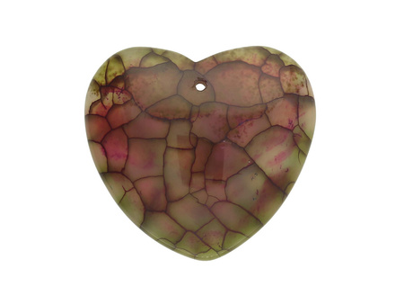 Agat smoczy / zawieszka / serce / 36x39x8mm / różowo-zielony / 1szt