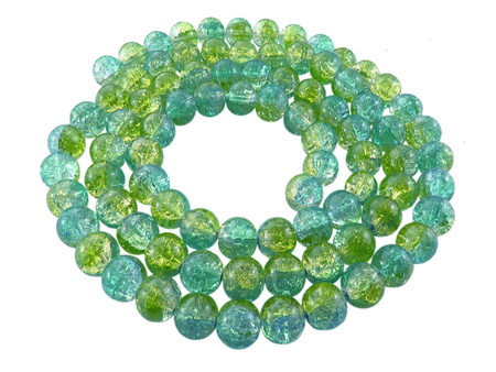Koraliki szklane crackle / kula / żółto-niebieski / 8mm / otwór 1mm / 1sznur / 110 koralików