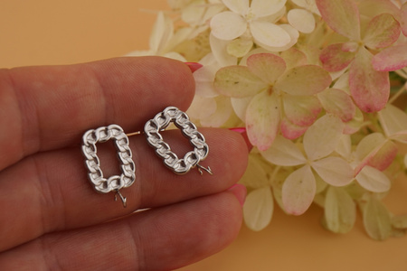 Sztyfty imitacja łańcuszka / stal chirurgiczna / 11x14mm / srebrny / 2szt