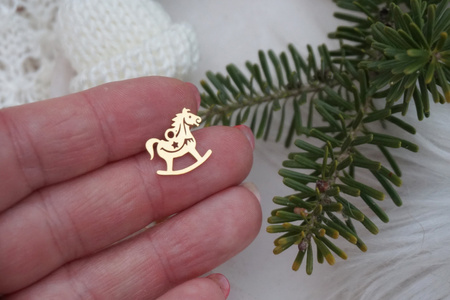 Konik na biegunach / zawieszka / stal chirurgiczna / 13x14mm / złoty / 1szt