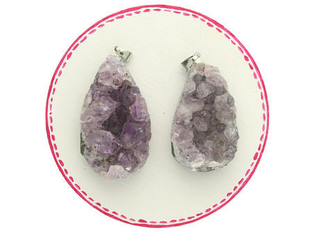 Ametyst surowy / zawieszka / 43x23x16mm / metal / 1szt