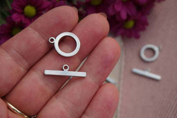 Zapięcie toggle / klasyczne / stal chirurgiczna / 14,5x22mm / srebrny / 1szt