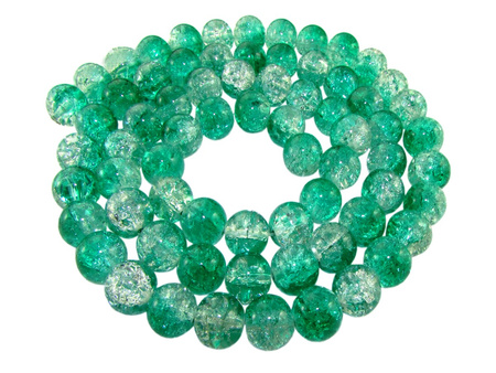 Koraliki szklane crackle / kula / morsko-biały / 6mm / otwór 1mm / 1sznur / 145 koralików