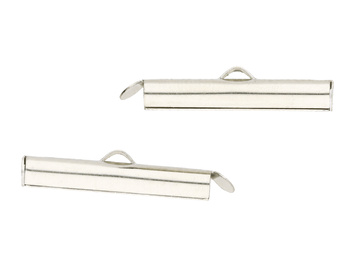 Końcówki wsuwane / slide / stal chirurgiczna / 35mm / srebrny / uchwyt 2mm / 2szt