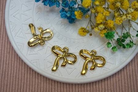 Kokardka / zawieszka / stal chirurgiczna / 19x19mm / złoty / 1szt