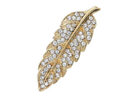 Liść Glamm™ / przekładka / 61 cyrkonii / 32x11x6mm / kolor złoty / otwór 3mm / 1szt