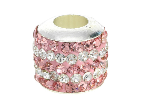 Oponka Discoteque™ / przekładka / 90 cyrkonii / 11x12mm / jasny srebrny, różowy/ otwór 5mm / 1szt