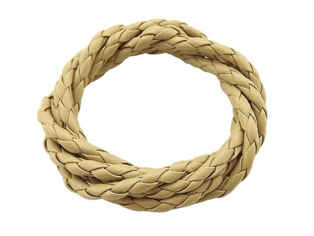 Rzemień ekologiczny / pleciony / okrągły / beżowy / 5mm / 1m