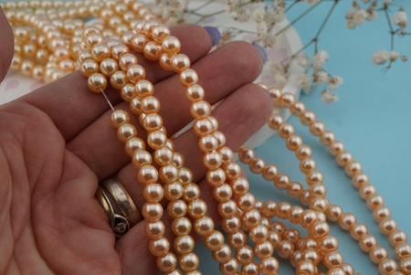 SeaStar™ / szklane perły / kula / 6mm / brzoskwiniowy / około 150szt