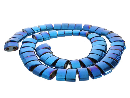 Hematyt, kamień naturalny / prostokąt owalny z dwoma otworami / 7x12mm / Deep Blue / 55szt