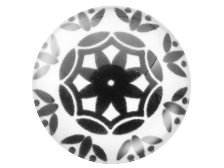 Kaboszony szklane z grafiką, 20mm PT1552 / biało-czarny / 2szt