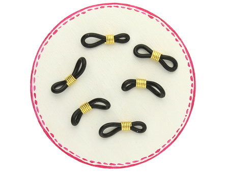 Końcówka do okularów / gumka łącznik / 20x4mm / czarny, złoty / 6szt.