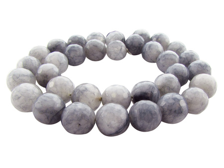 Agat, kula fasetowana 8mm / szary, biały / otwór 1.6mm / 45szt / 1 sznur