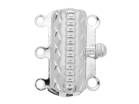 Zapięcie szufladkowe / prostokątne / 19x15x4mm / srebrny / 3 uchwyty 1mm / 1szt