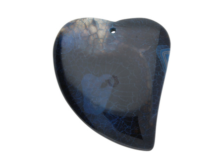 Agat / zawieszka / serce / 53x46x6mm / czarno-niebieski / 1szt