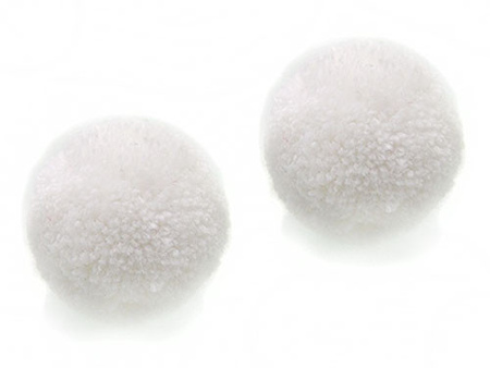Koraliki futrzaki, białe / pompon / kula / 15mm / 2szt