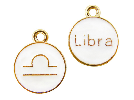 Znak zodiaku "Libra" SweetCharm™ / zawieszka charms / 15x12mm / złoto-biały / otwór 1.7mm / 1szt