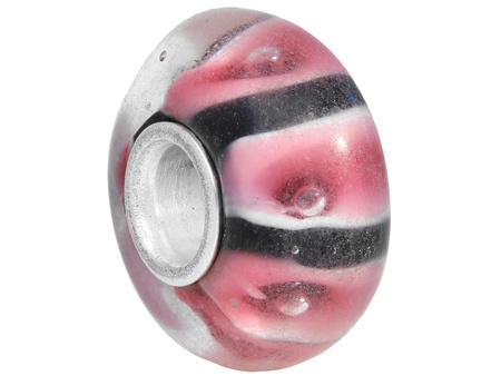 Venice™ / oponka / przekładka / szkło weneckie / 8x14mm / kolor różowy, czarny / otwór 5mm / 1szt