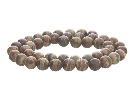 Agat Tybetański / kula / 8mm / brązowo-zielony / 46szt