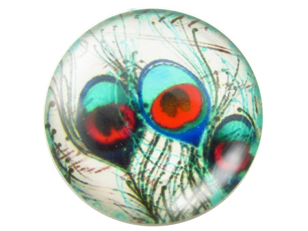 Kaboszony szklane z grafiką, 20mm PT1543 / miętowo-czerwony / 2szt