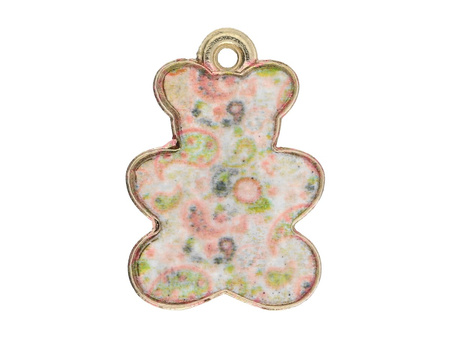 Miś SweetCharm™/ zawieszka charms / 20x14x2mm / KC Gold, beżowo-różowy / 2szt