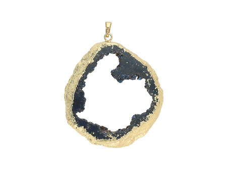 Agat druzy / zawieszka / w okuciu / plaster nieregularny / 60x56x10mm / deep blue / 1szt