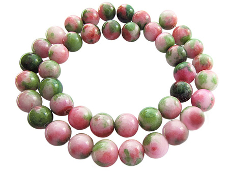 Jadeit 10mm / różowo-zielony / otwór 1mm / 40 koralików