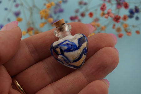 Fiolka serce / granatowy / szkło lampwork / 27x25mm / 1szt