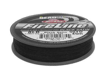 Beadsmith™ / nić FireLine / polietylen / grubość 0.17mm / Black Satin / 45m