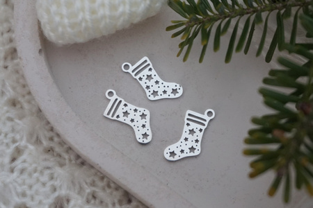 Skarpetka w gwiazdki / zawieszka / stal chirurgiczna / 9x16mm / srebrny / 1szt