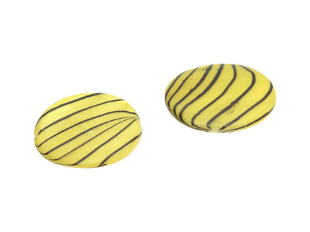 Koraliki masa perłowa, żółto-czarne / koło / 25x4mm / otwór 1mm / 2szt