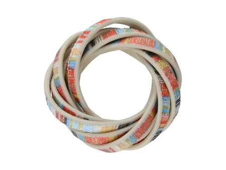 Rainbow™ / rzemień ekologiczny / płaski / 5.5x2.5 mm / zółto-czerwono-niebieski / 1m