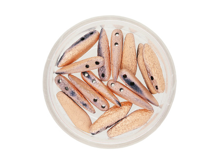 CZECHMATES™ / Daggers / 5/16mm / Jet / Etched Capri Gold Full / 15szt