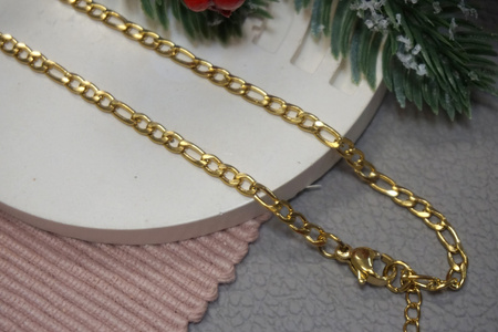 Łańcuszek figaro z karabińczykiem / stal nierdzewna / 3mm / złoty / 45+5cm