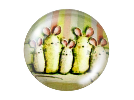 Kaboszony szklane z grafiką, K14 PT1071 / żółto-zielony / 14mm / 4szt