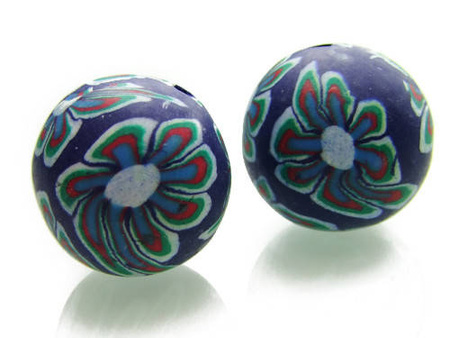 Koraliki fimo / granatowe / kula / 25mm / otwór 2mm / 2szt