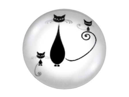 Kaboszony szklane z grafiką, K25 PT1112 / czarno-biały / 25mm / 2szt