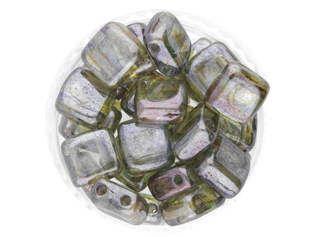 CZECHMATES™ / Tile Bead / 6mm / Luster Transparent / Green / 30szt