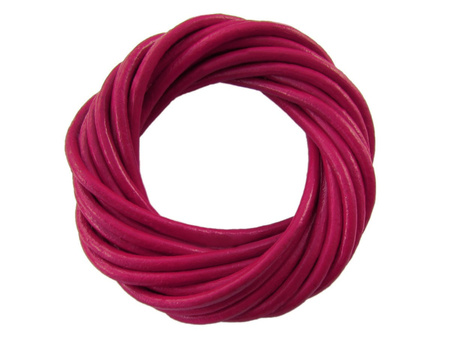 Rzemień naturalny / okrągły / 1.5mm / kolor ciemny malinowy / 2m