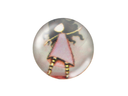 Kaboszony szklane z grafiką 14mm PT1506 / różowy / 4szt