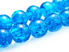 Koraliki szklane crackle, kula 12mm - kolor lazurowy - sznur 70szt.