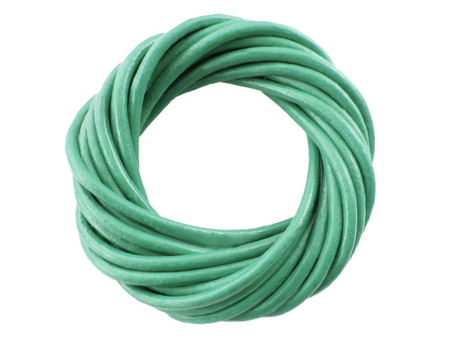 Rzemień naturalny / okrągły / 2mm / kolor ciemny miętowy / 2m