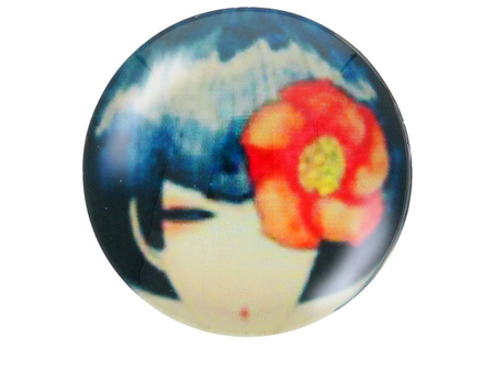 Kaboszon szklany z grafiką K20 PT1314 / niebieski / 20mm / 2szt