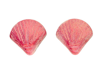 Muszelka / przekładka / szkło /  10x10mm / czerwony / 2szt