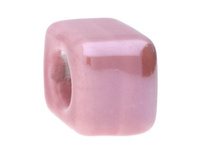 Koraliki ceramiczne / kostka / 12.5x17x19,5mm / kolor różowy / otwór 9x7mm / 2szt