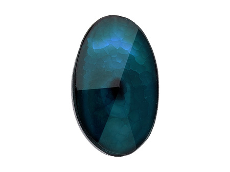 Agat / owal fasetowany / 38x24x13mm / morsko-czarny / 1szt