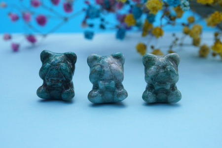 Jadeit zielony / Miś / przekładka / 13x17mm /1szt
